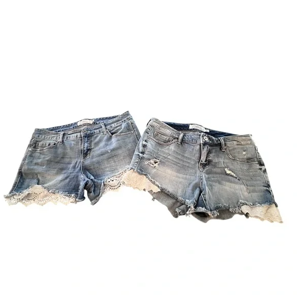 Y2k torrid women's Lace ruffle Jean Shorts coastal cowgirl coquette countrycore - Picture 2 of 15